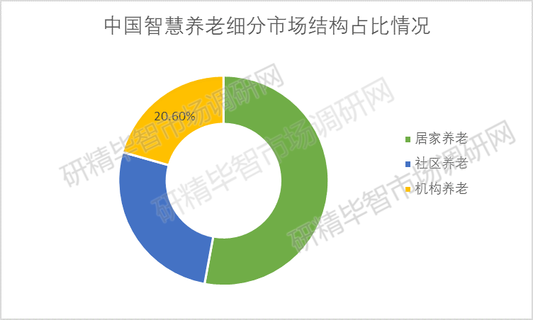 中国智慧养老细分市场结构占比情况