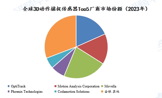 全球3D动作捕捉传感器Top5厂商市场份额（2023年）