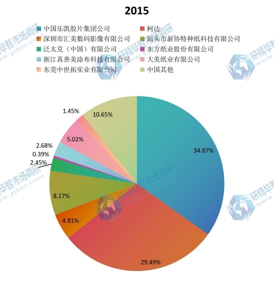 中国2015年主流企业产量市场份额