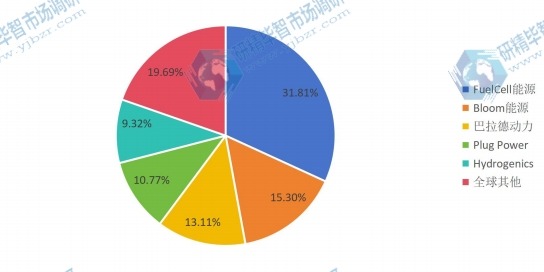 全球燃料电池分布式发电系统2016年前五名制造商产量份额