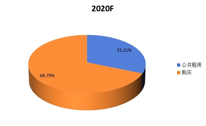 全球燃料电池电动汽车（乘用车）2020应用消费市场份额